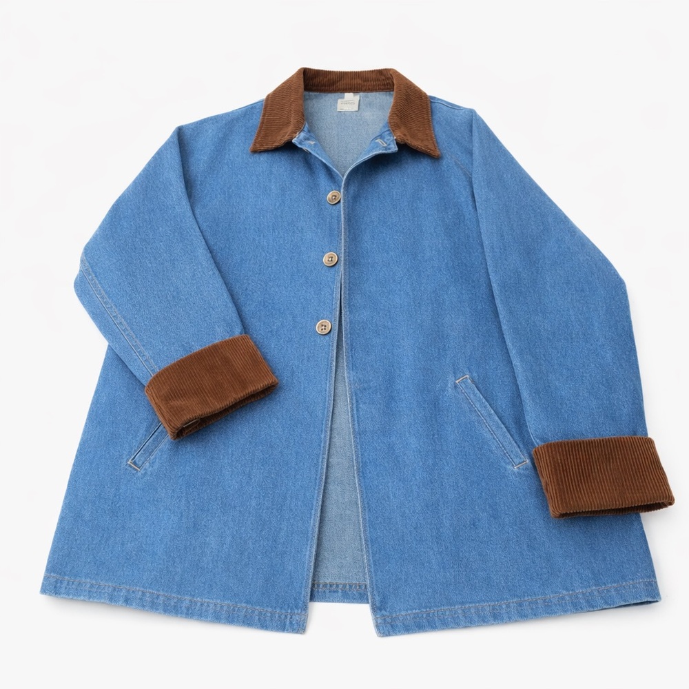 Vintage 1950’s Michelle & Louise Blue Coat with Corduroy Accents- M